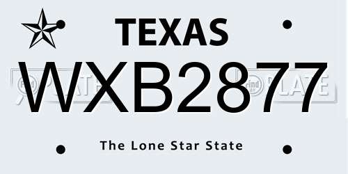 WXB2877 Texas License Plate