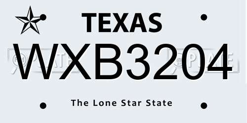 WXB3204 Texas License Plate