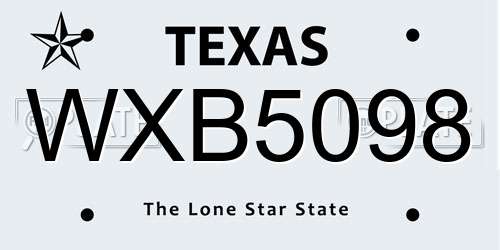 WXB5098 Texas License Plate