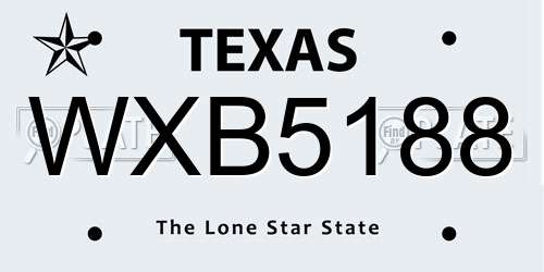 WXB5188 Texas License Plate