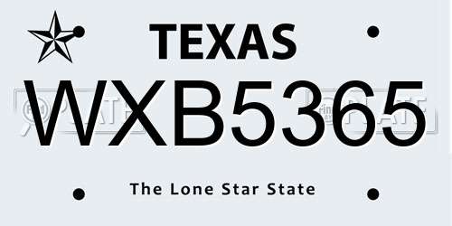 WXB5365 Texas License Plate