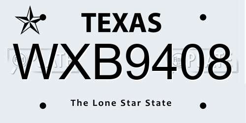 WXB9408 Texas License Plate