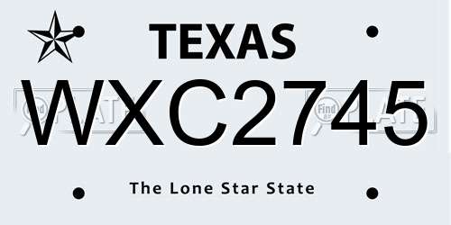 WXC2745 Texas License Plate