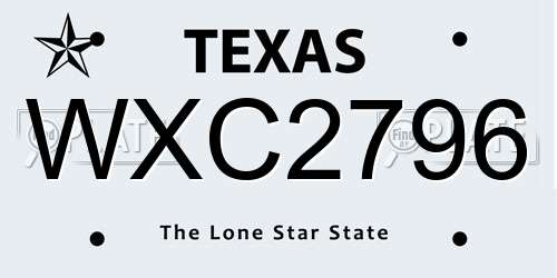 WXC2796 Texas License Plate