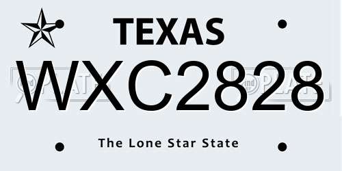 WXC2828 Texas License Plate