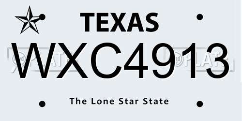 WXC4913 Texas License Plate