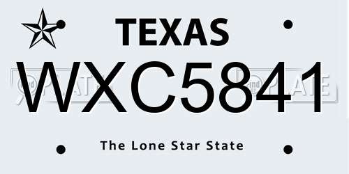 WXC5841 Texas License Plate