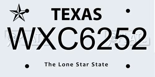 WXC6252 Texas License Plate