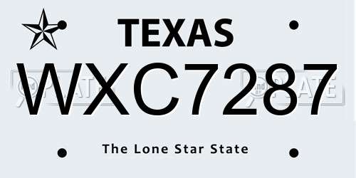 WXC7287 Texas License Plate