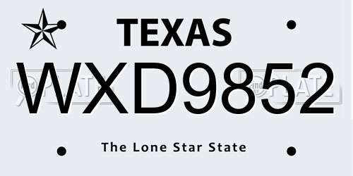 WXD9852 Texas License Plate