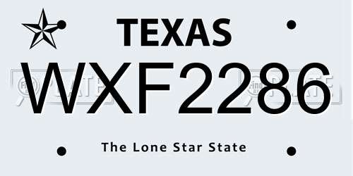 WXF2286 Texas License Plate
