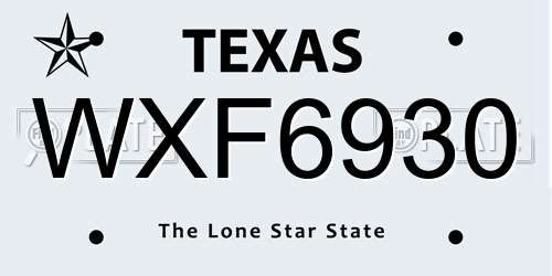 WXF6930 Texas License Plate