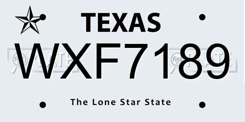 WXF7189 Texas License Plate