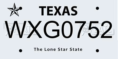 WXG0752 Texas License Plate
