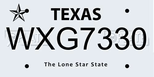 WXG7330 Texas License Plate