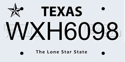 WXH6098 Texas License Plate