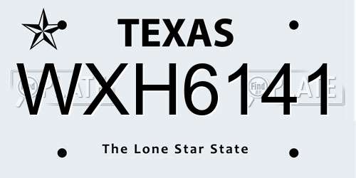 WXH6141 Texas License Plate