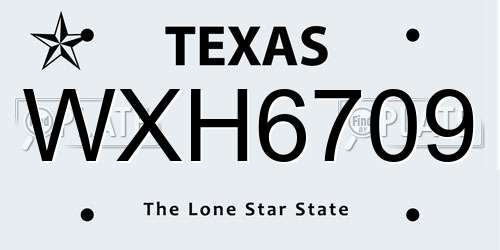 WXH6709 Texas License Plate