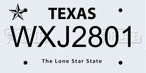 WXJ2801 Texas License Plate
