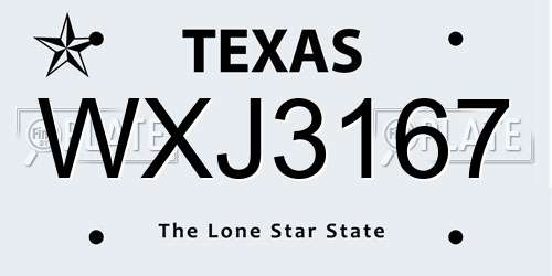 WXJ3167 Texas License Plate