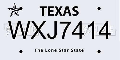 WXJ7414 Texas License Plate
