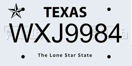 WXJ9984 Texas License Plate