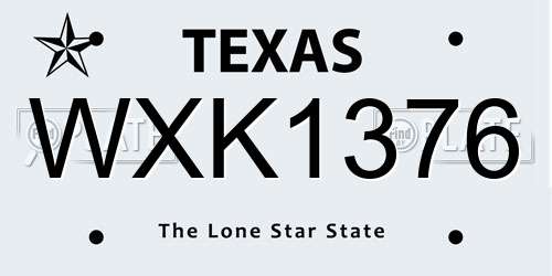 WXK1376 Texas License Plate
