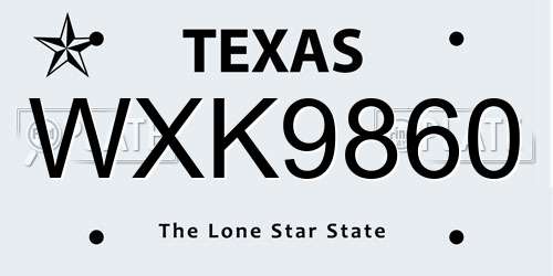 WXK9860 Texas License Plate