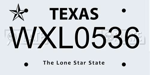 WXL0536 Texas License Plate