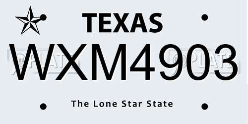 WXM4903 Texas License Plate