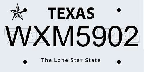 WXM5902 Texas License Plate