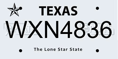 WXN4836 Texas License Plate
