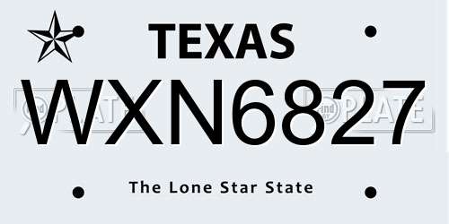 WXN6827 Texas License Plate
