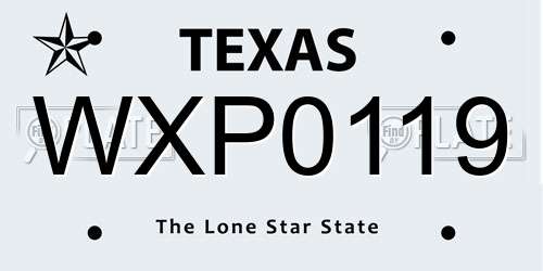 WXP0119 Texas License Plate