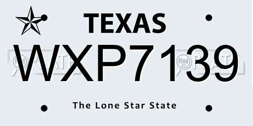 WXP7139 Texas License Plate