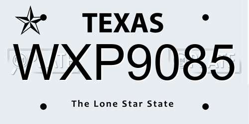 WXP9085 Texas License Plate