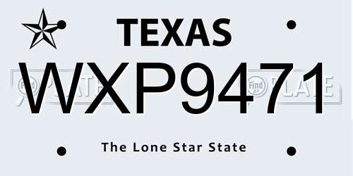WXP9471 Texas License Plate