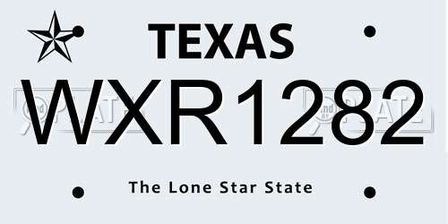 WXR1282 Texas License Plate