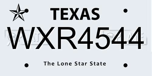 WXR4544 Texas License Plate