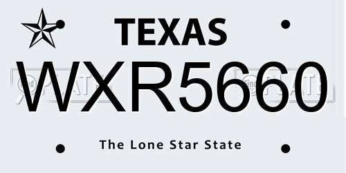 WXR5660 Texas License Plate