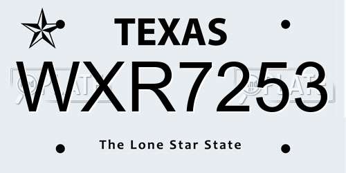 WXR7253 Texas License Plate