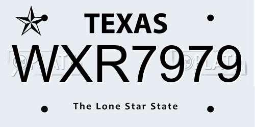 WXR7979 Texas License Plate