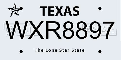 WXR8897 Texas License Plate