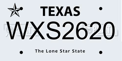 WXS2620 Texas License Plate
