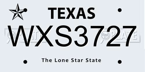 WXS3727 Texas License Plate