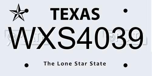 WXS4039 Texas License Plate