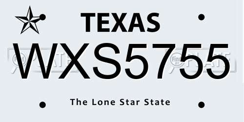 WXS5755 Texas License Plate