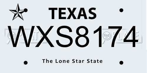 WXS8174 Texas License Plate