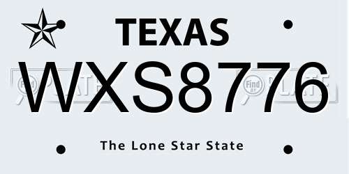WXS8776 Texas License Plate