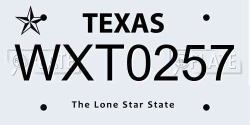 WXT0257 Texas License Plate